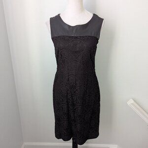 The Limited Black Faux Leather & Lace Dress, Medium